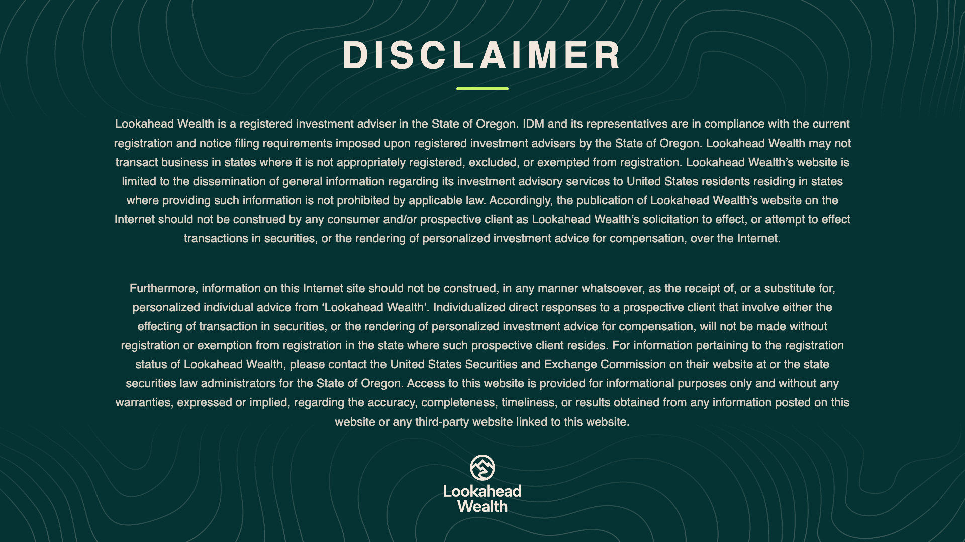 Disclaimer Lookahead Wealth
